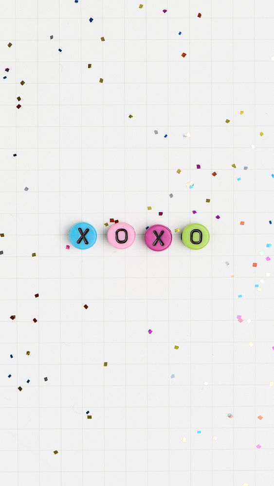 xoxo word beads alphabet typography 