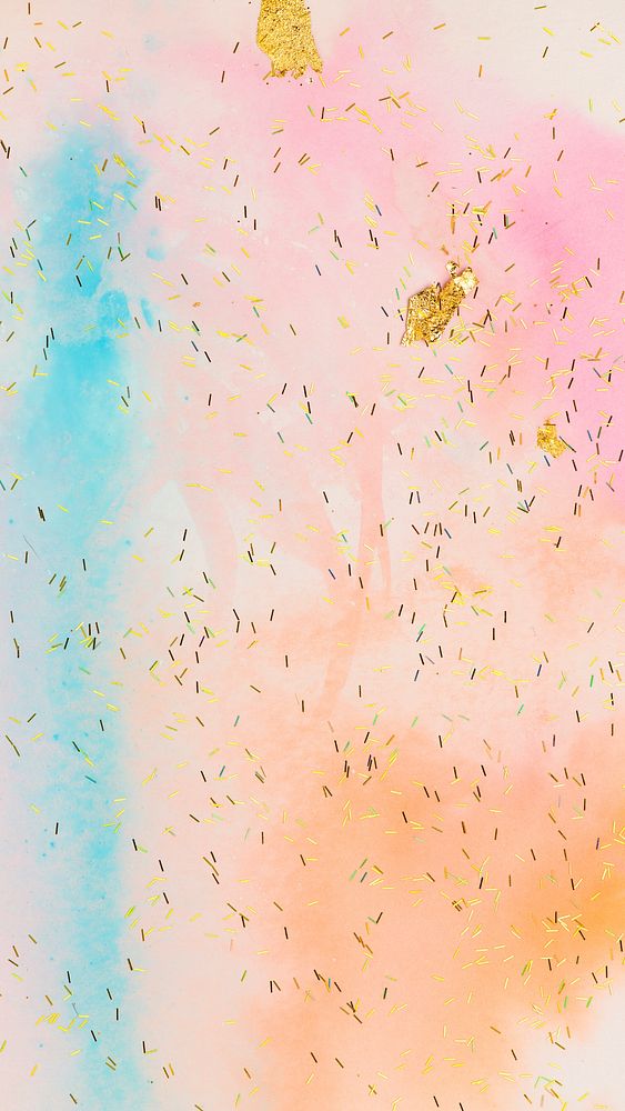 Gold shimmery confetti pastel phone wallpaper