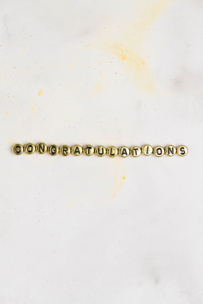 Congratulations beads message typography on white