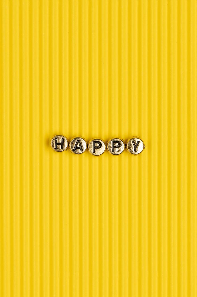 Gold Happy word beads lettering typography 
