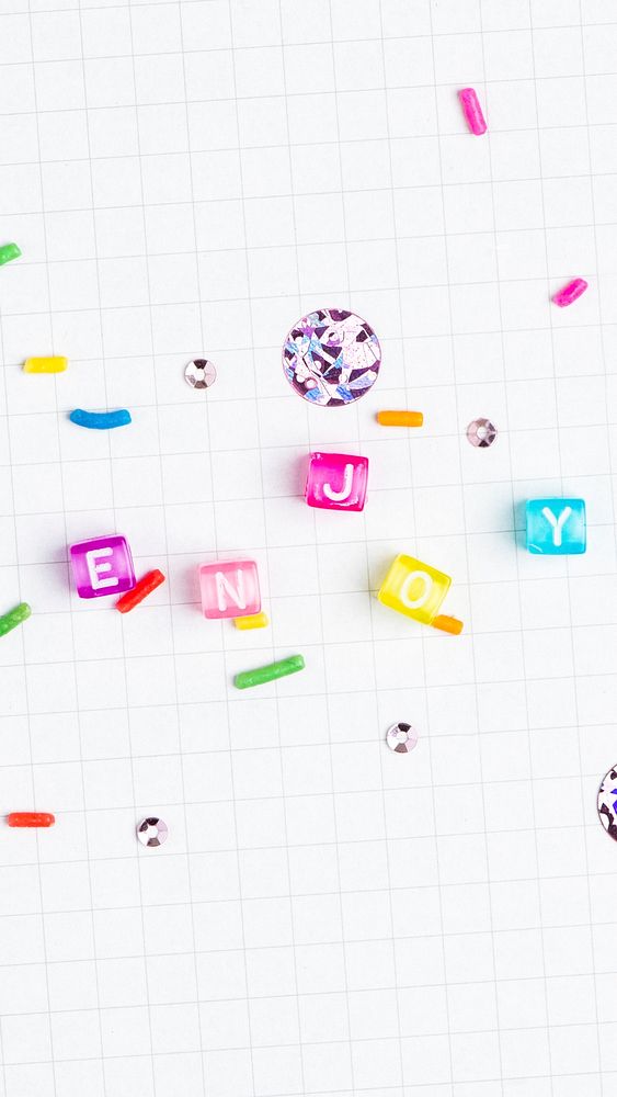 Colorful ENJOY beads word typography