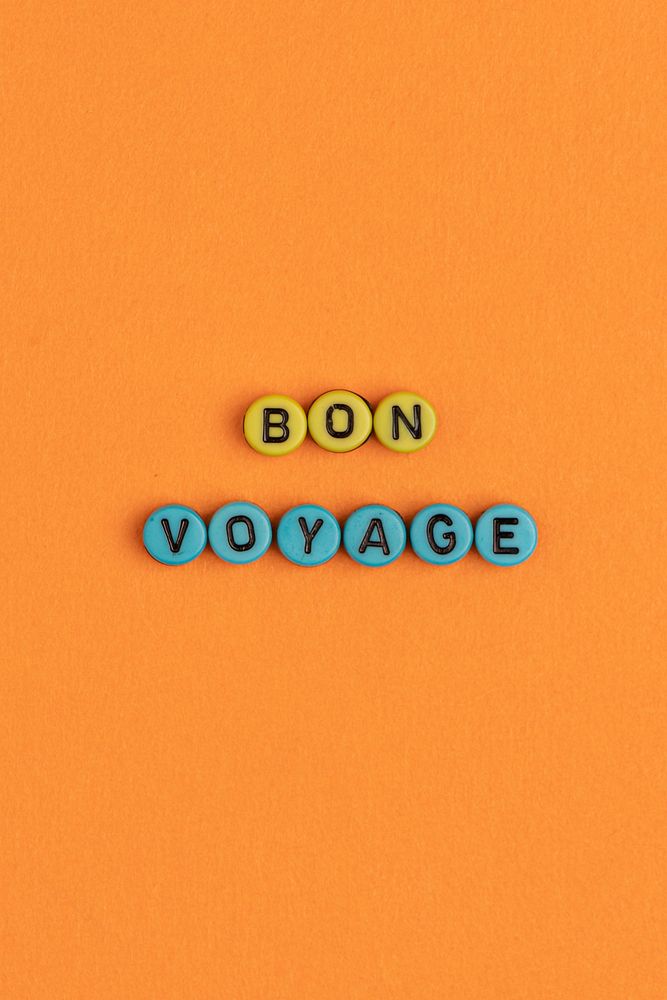 Colorful BON VOYAGE beads text typography