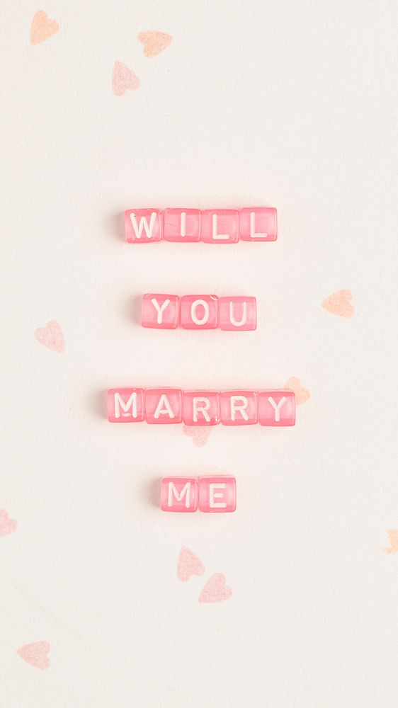 WILL YOU MARRY ME beads text typography