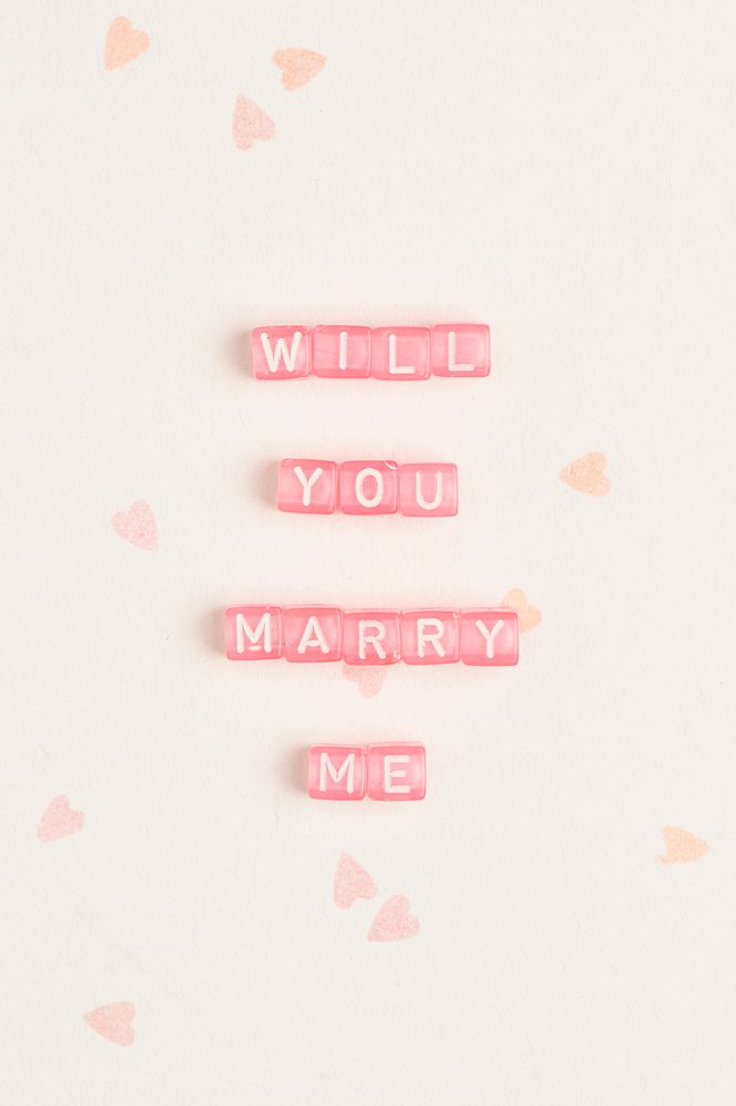 WILL YOU MARRY ME beads word typography