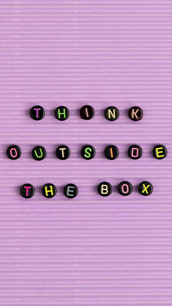 THINK OUTSIDE THE BOX beads word typography