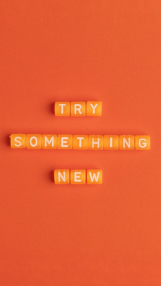 TRY SOMETHING NEW beads text typography