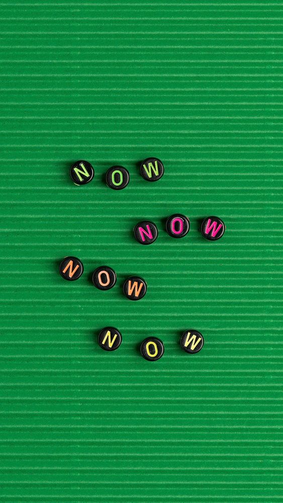 NOW beads lettering word typography