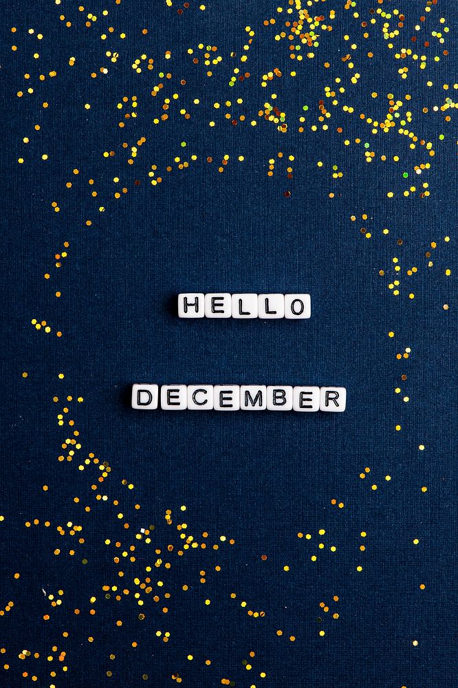 HELLO DECEMBER beads word typography