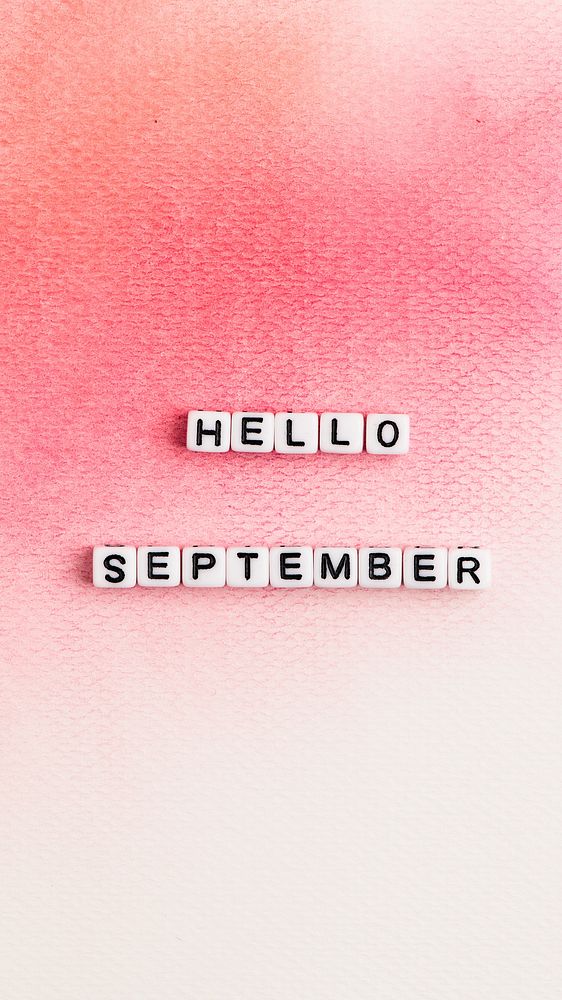 HELLO SEPTEMBER beads text typography on pink