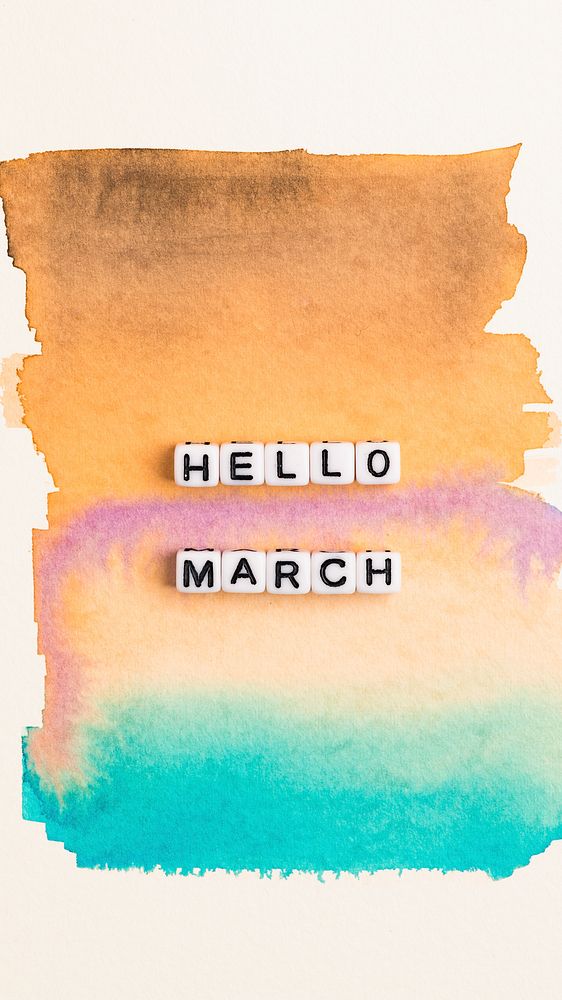 HELLO MARCH beads word typography