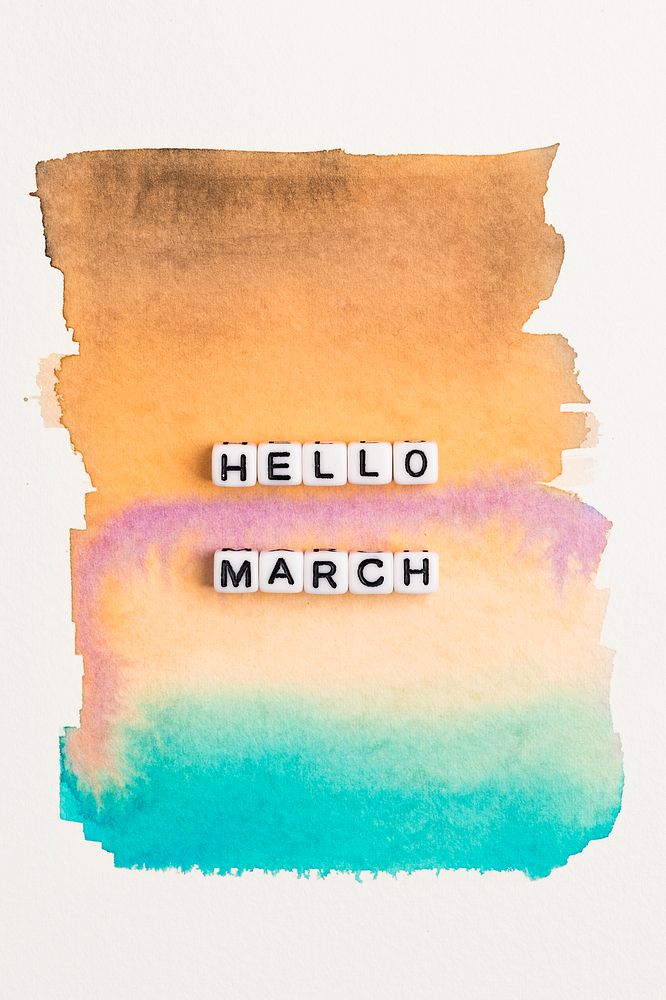 HELLO MARCH beads text typography