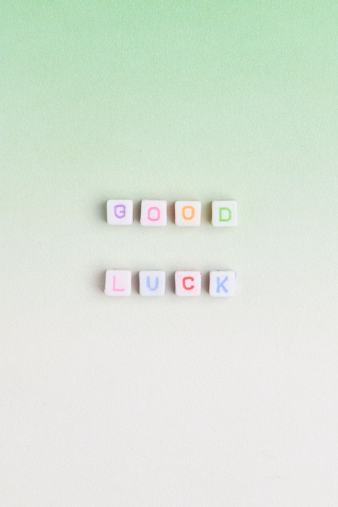 Colorful GOOD LUCK beads text typography