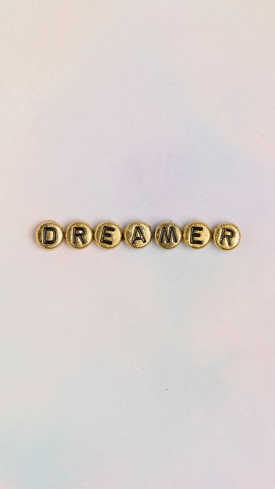 DREAMER beads word typography on pastel