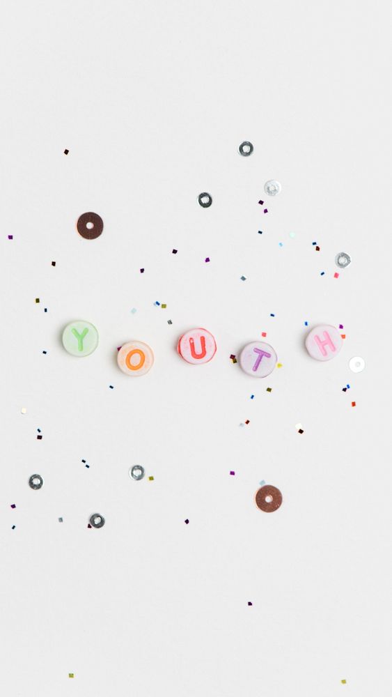 YOUTH beads word typography on white