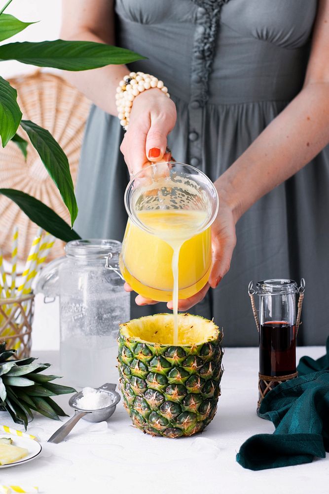 Pineapple drink with coconut cranberry syrup recipe