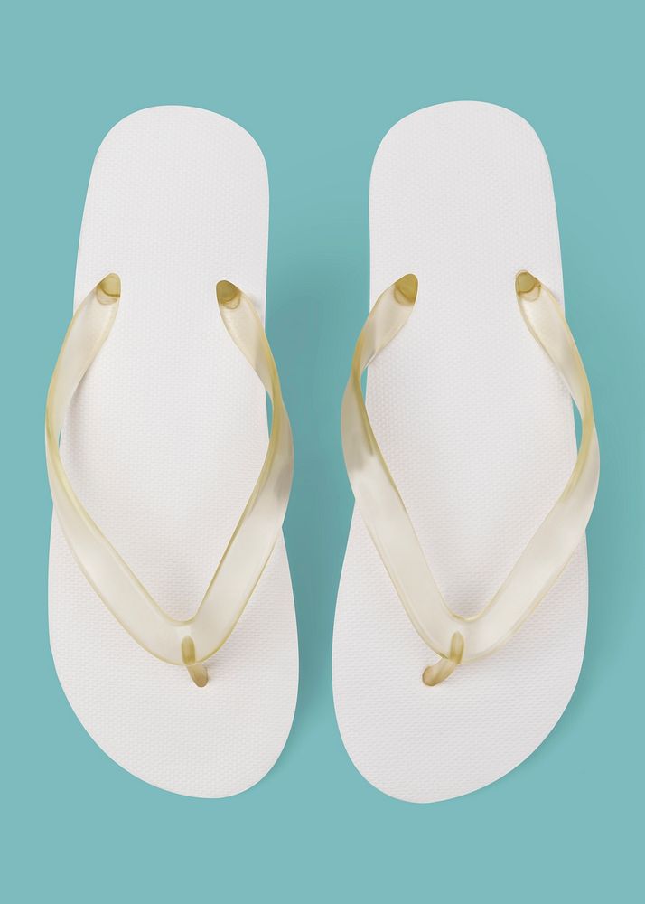Basic white sandals mockup psd summer footwear fashion