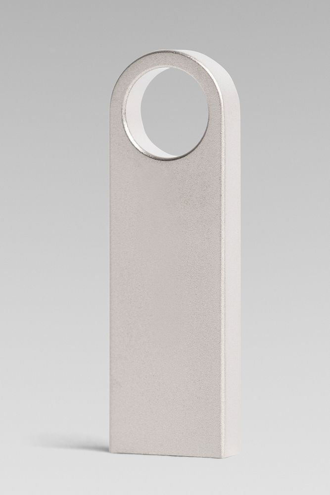 Silver USB flash drive mockup psd technology data storage device