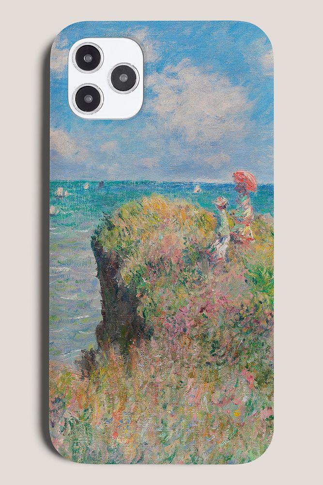 Mobile phone case psd mockup public domain painting product showcase, remix of artwork by Claude Monet