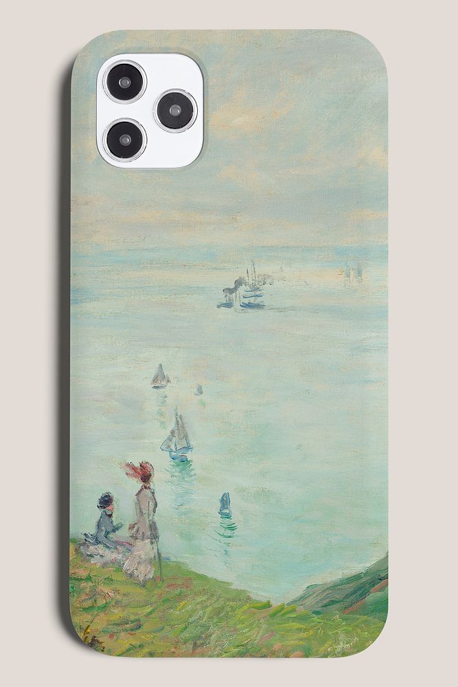 Smartphone case psd mockup public domain painting product showcase, remix of artwork by Claude Monet