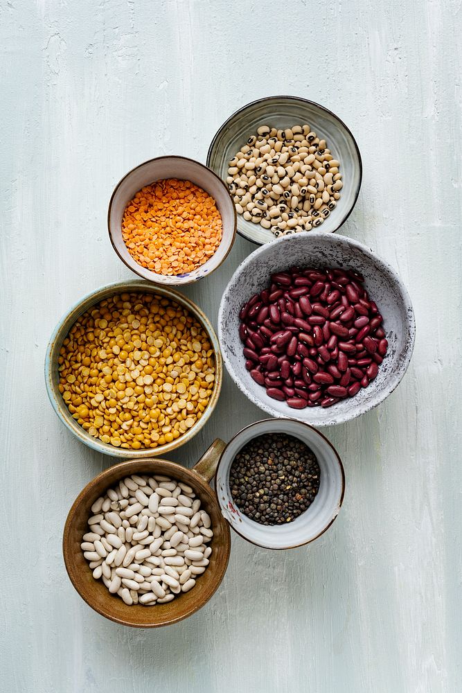 Lentils and beans flat lay food photography
