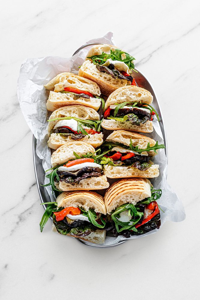 Mozzarella sliders psd, summer picnic sandwiches