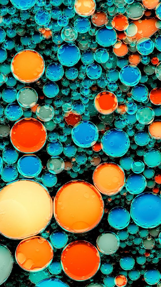Colorful iPhone wallpaper oil bubble in water background