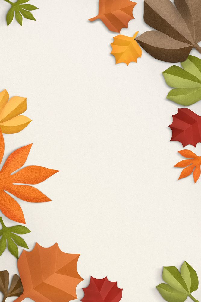 Autumn leaf border in paper craft style