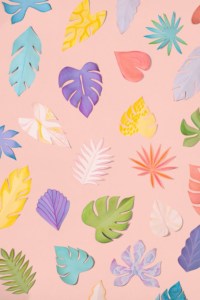 Summer leaf pattern background paper craft style