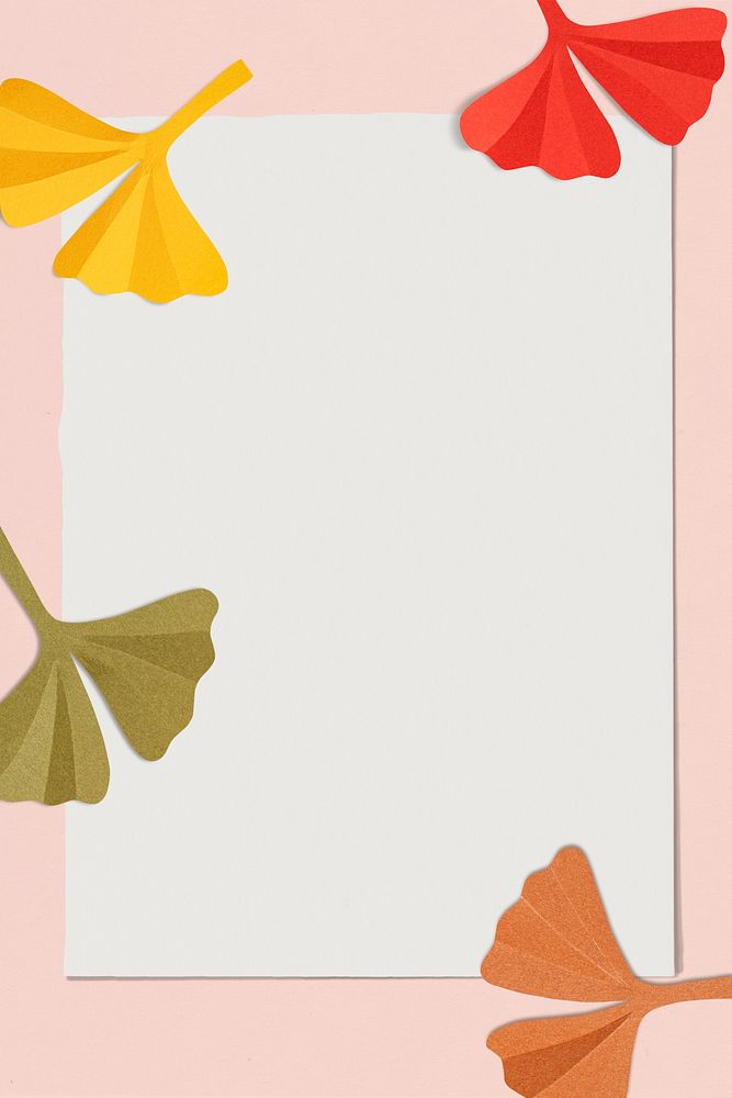 Paper craft leaf frame psd mockup