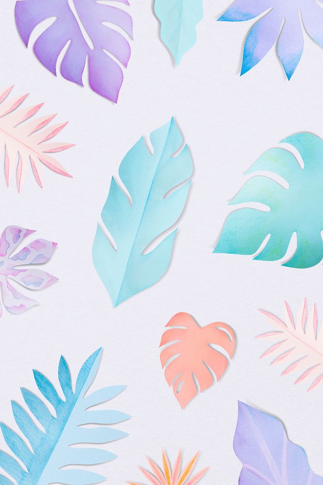Paper craft leaf pattern psd in purple tone