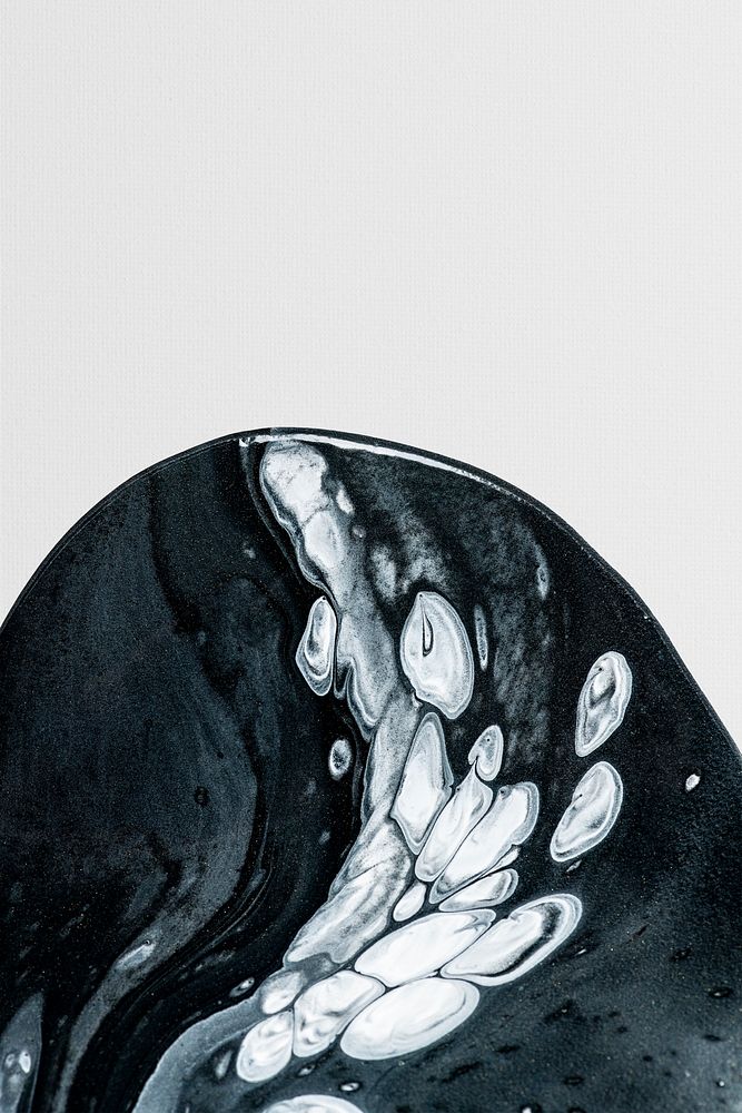 Black fluid art swirl psd acrylic paint element
