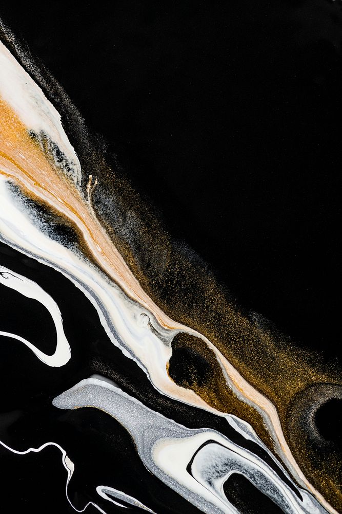 Black liquid marble background abstract flowing texture experimental art