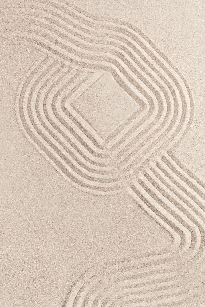 Square zen sand background in mindfulness concept
