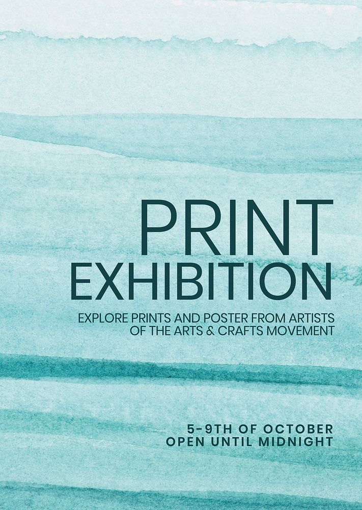 Print exhibition watercolor template psd aesthetic ad poster