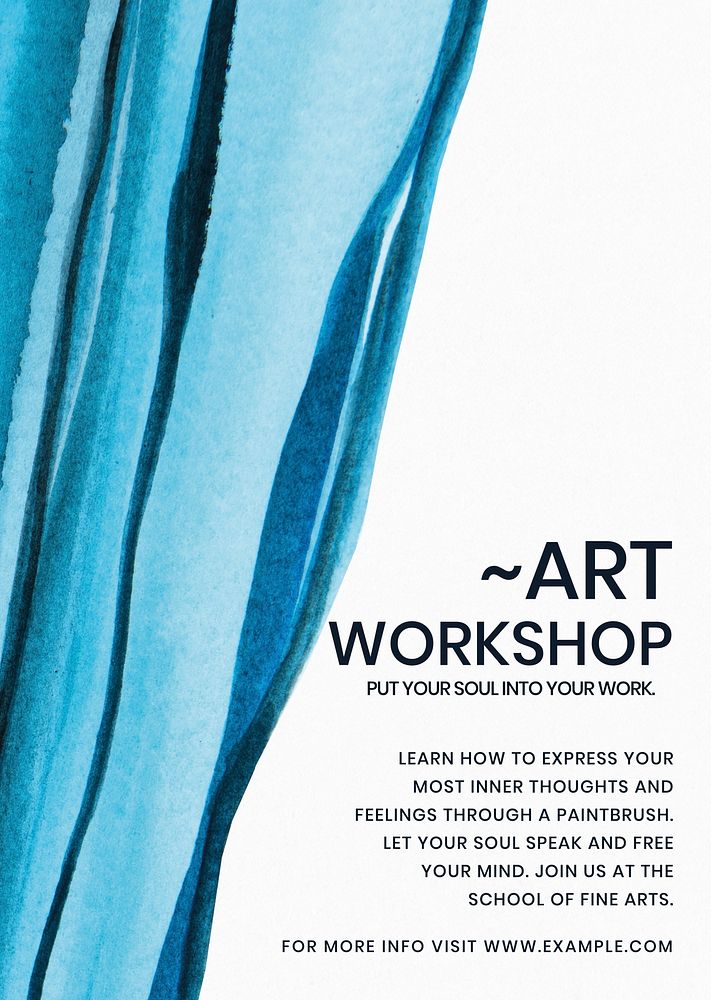 Art workshop watercolor template psd aesthetic ad poster