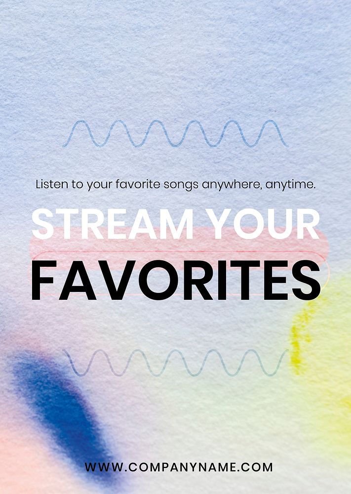 Music streaming colorful template psd in chromatography art ad poster