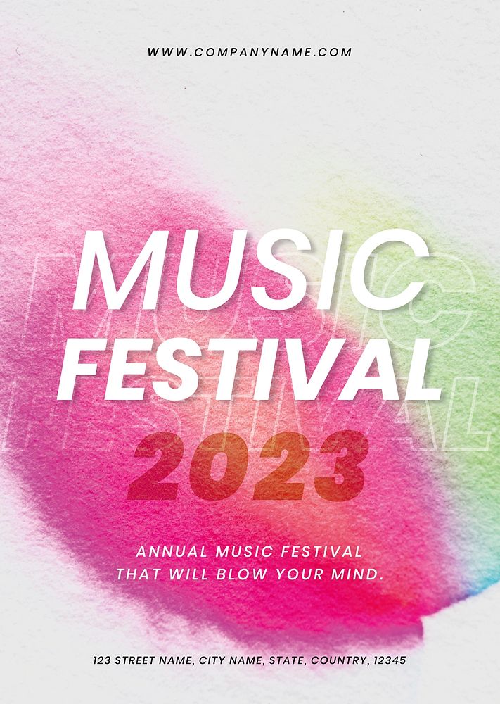 Music festival colorful template vector in chromatography art ad poster