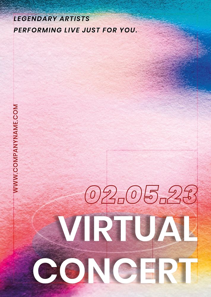 Virtual concert colorful template psd in chromatography art ad poster