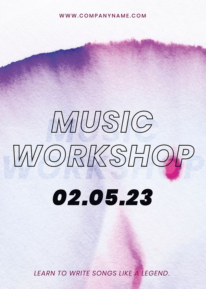 Music workshop colorful template psd in chromatography art ad poster
