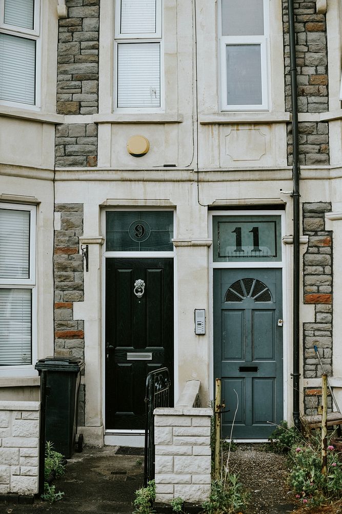 Exterior view of a British townhouse facade