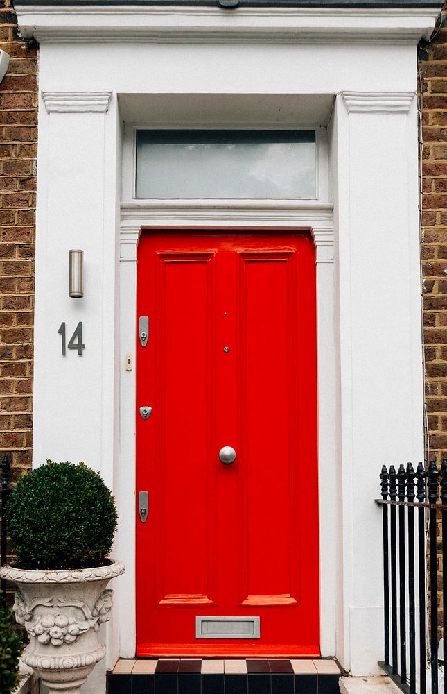 Red door entrance to a house