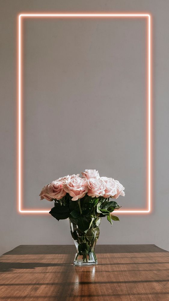 Fresh pink roses in a vase mobile screen wallpaper