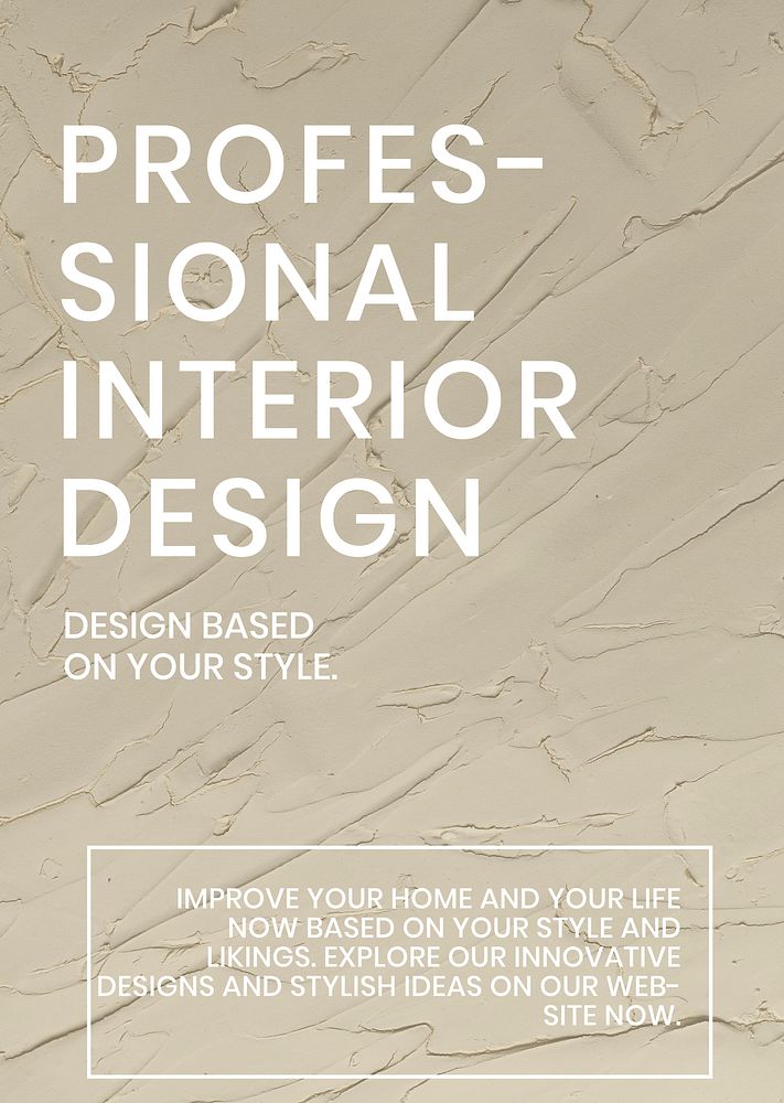 Beige textured poster template psd with professional interior design text