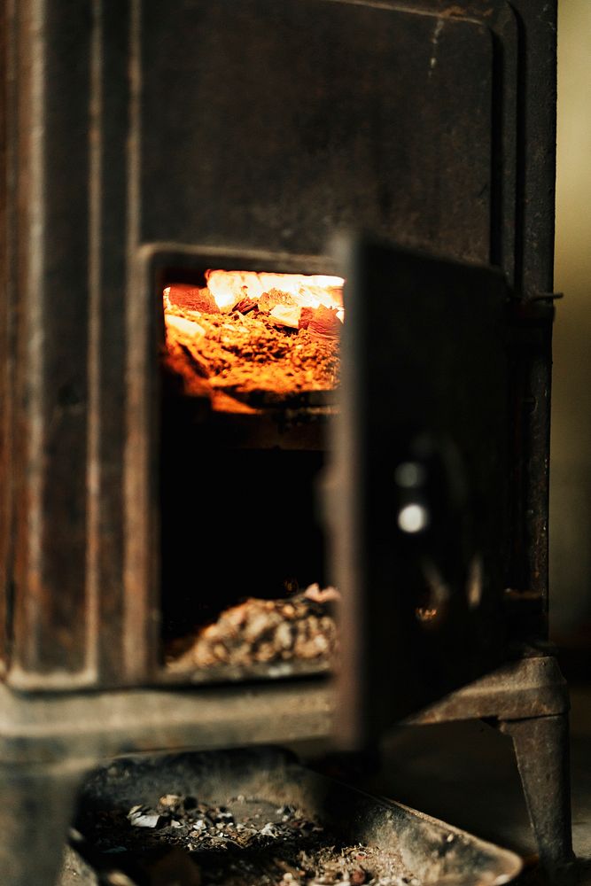 Cast iron wood burning stove