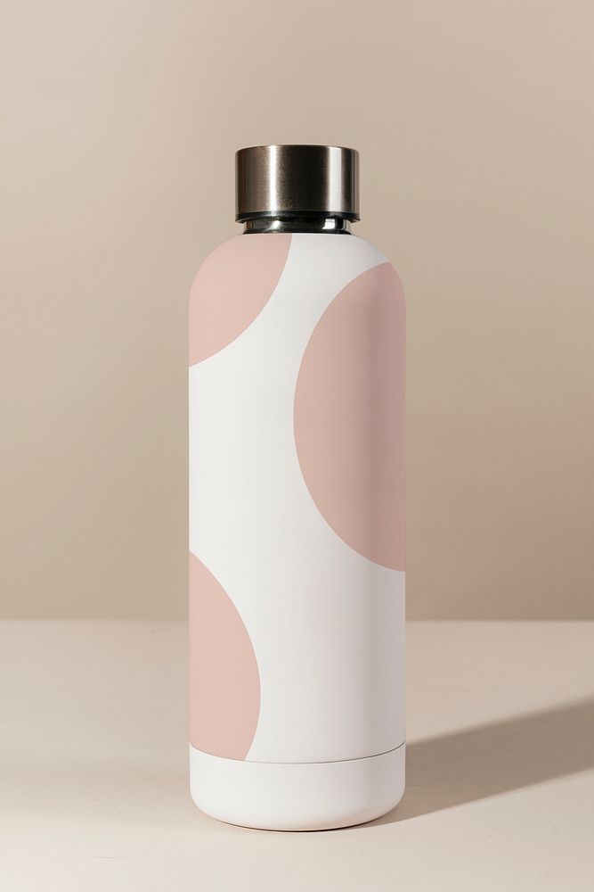 Minimal reusable water bottle design mockup