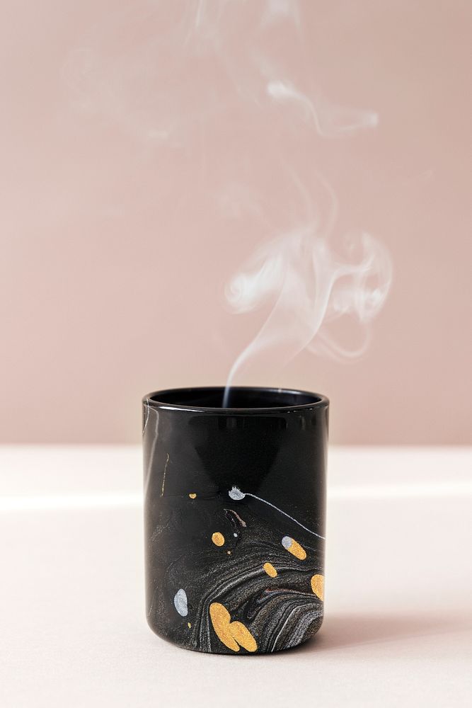 Black marble mug mockup psd handmade experimental art