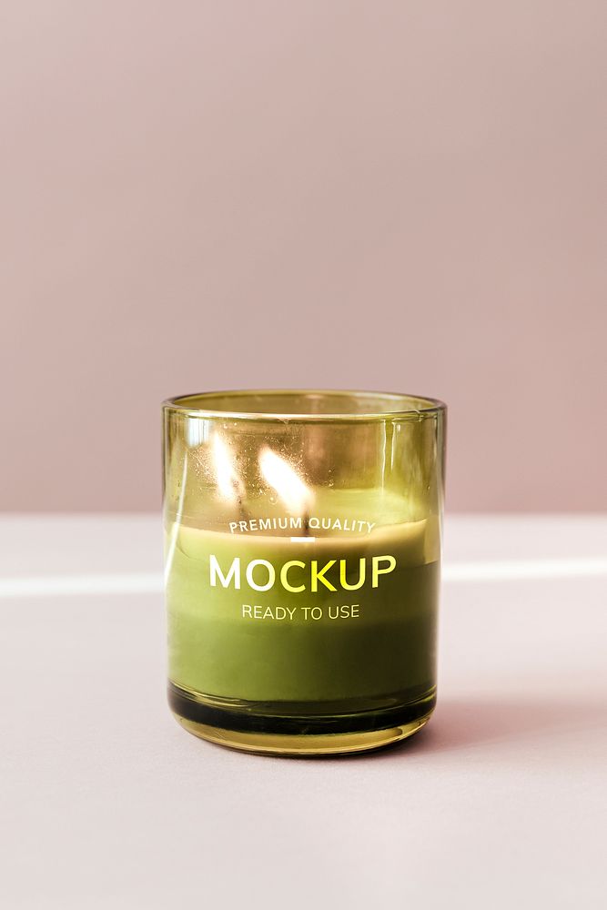 Burning candle in a glass mockup