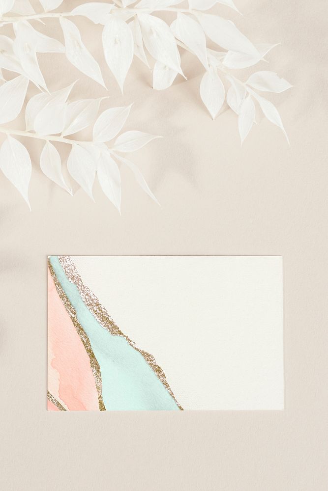 Business card with decorated branches mockup