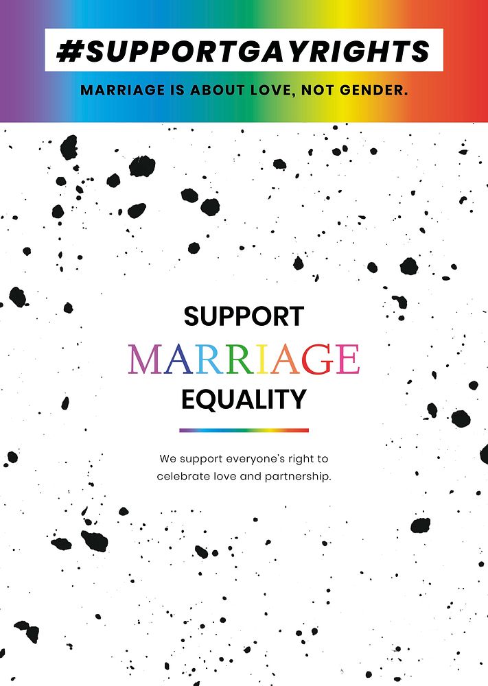 Pride month template psd with support marriage equality quote for poster