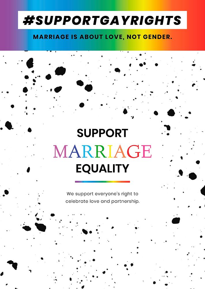 Pride month template vector with support marriage equality quote for poster